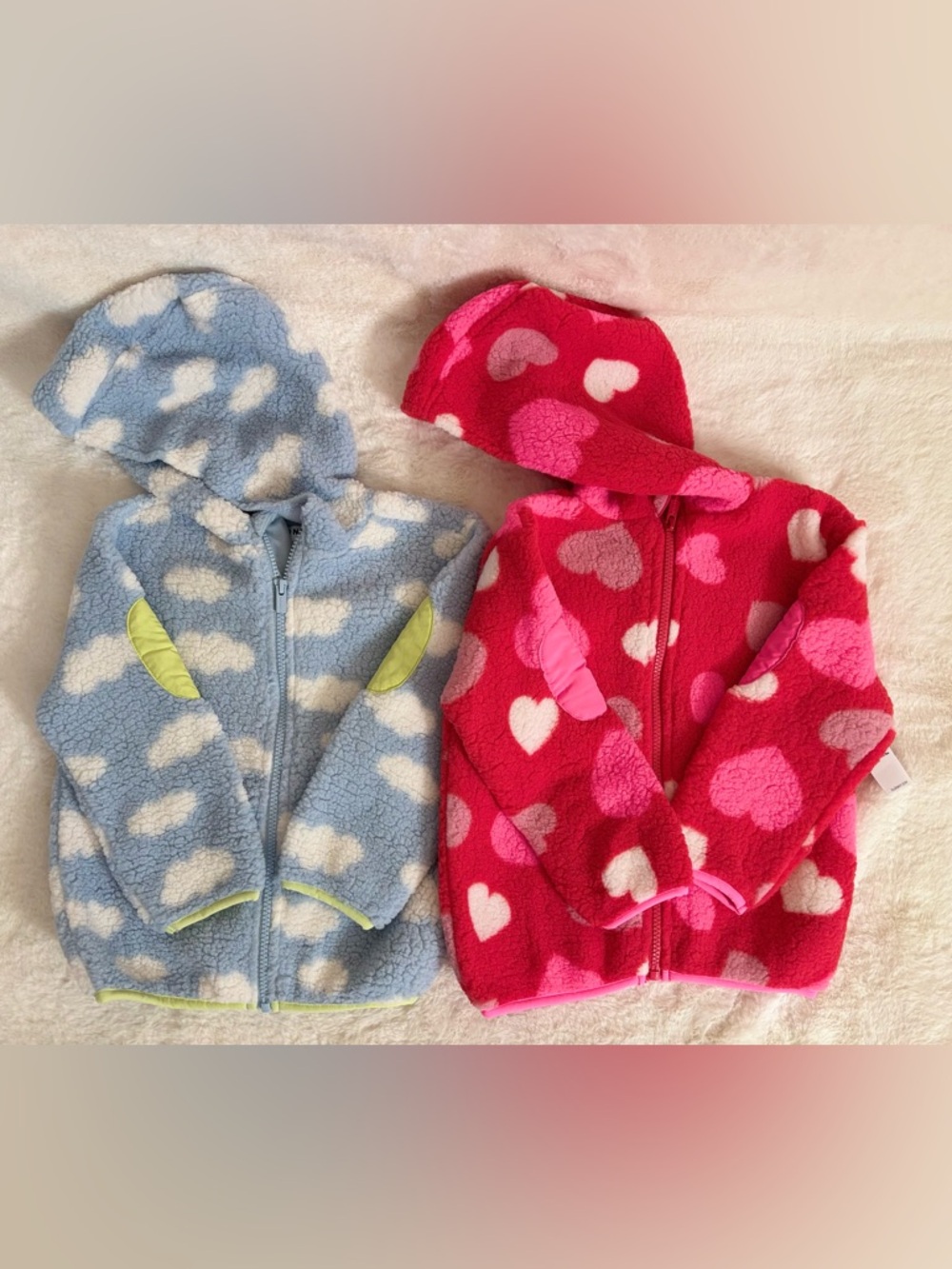 Both for $18 Old Navy Kids Sherpa Zip Hoodies - Pink & Light Blue color